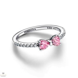 Pandora Ékszer  Szikrázó rózsaszín masnis gyűrű 56os