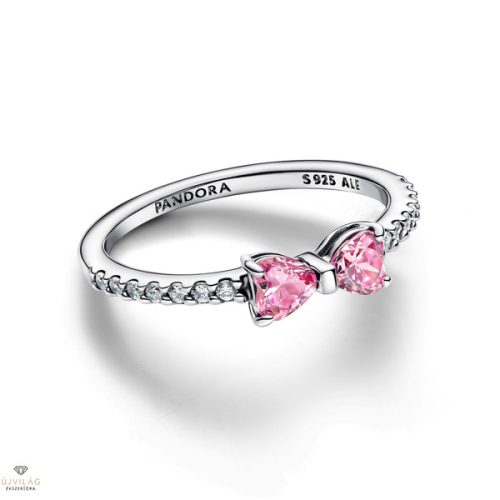 Pandora Ékszer  Szikrázó rózsaszín masnis gyűrű 56os