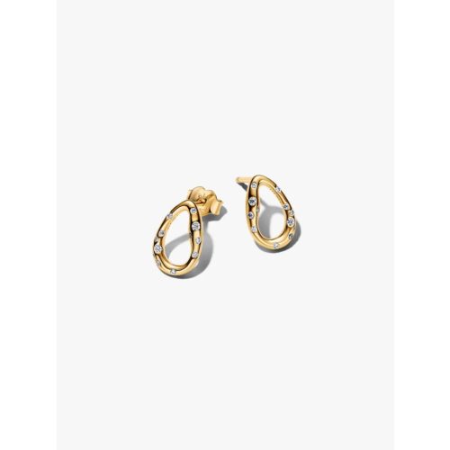 Kövekkel kirakott organikus formájú ovális gombfülbevaló