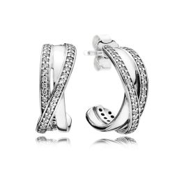   Pandora ékszer Összefonódva ezüst fülbevaló cirkóniával