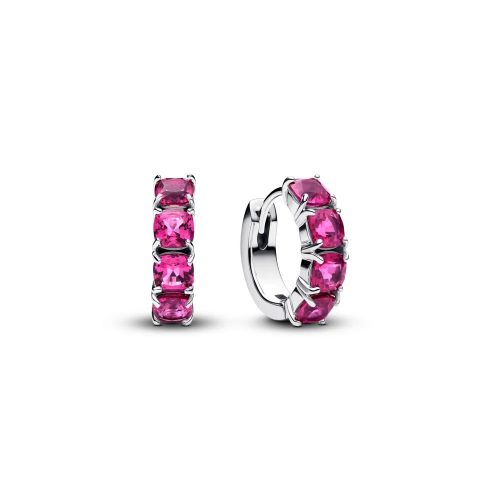 Pandora ékszer Pink köves ezüst karika fülbevaló