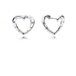   Pandora ékszer Fényes szívek ezüst fülbevaló kristállyal