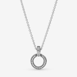 Pandora ékszer Dupla kör és szívek ezüst nyaklánc