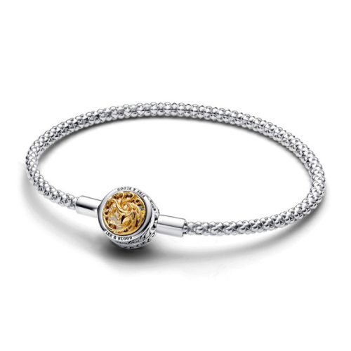 Pandora Moments Trónok harca Kéttónusú Ház pecsét kapcsos szegecselt kígyólánc karkötő 17cm