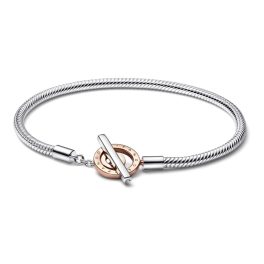   Pandora Signature kéttónusú T-kapcsos kígyólánc karkötő 17cm