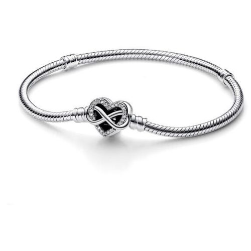 PANDORA MOMENTS SZIKRÁZÓ VÉGTELEN SZÍVKAPCSOS KÍGYÓLÁNC KARKÖTŐ 19CM