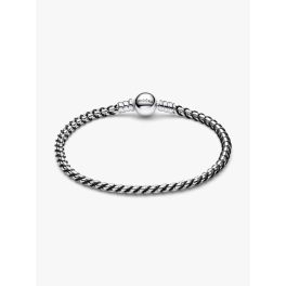 PANDORA ÉKSZER FEKETE ZSINÓROS KARKÖTŐ BOX LÁNCCAL 17cm