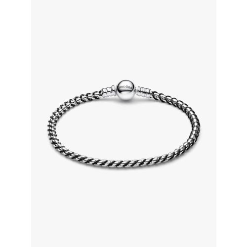 PANDORA ÉKSZER FEKETE ZSINÓROS KARKÖTŐ BOX LÁNCCAL 17cm