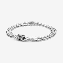   Pandora ékszer Dupla soros moments pávé kapcsos ezüst karkötő 20cm