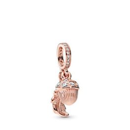 Pandora ékszer Makk és levél függő rose charm