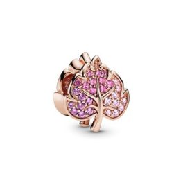 Pandora ékszer Szikrázó pavé levél rose  charm