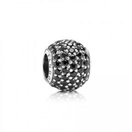   Pandora ékszer Fekete pávé gömb ezüst charm cirkóniával