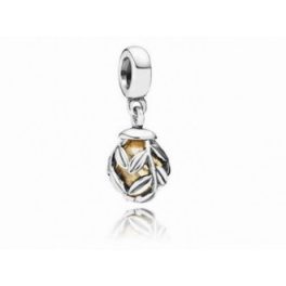   Pandora ékszer Aranyszí­n üvegcsepp babérlevéllel függő ezüst charm