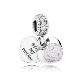   Pandora ékszer Édesanya virága függő ezüst charm cirkóniával tűzzománccal