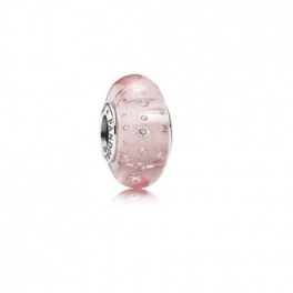   Pandora ékszer Rózsaszí­n pezsgés muránói üveg ezüst charm cirkóniával