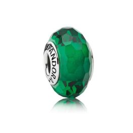   Pandora ékszer Erdőzöld fazettált muránói üveg ezüst charm