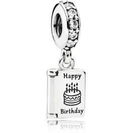   Pandora ékszer Születésnapi kívánságok függő ezüst charm cirkóniával