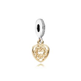 Pandora ékszer Pompás szív függő  arany ezüst charm