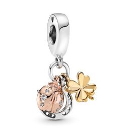   Pandora ékszer Szerencsehozó lóhere függő rose shine charm