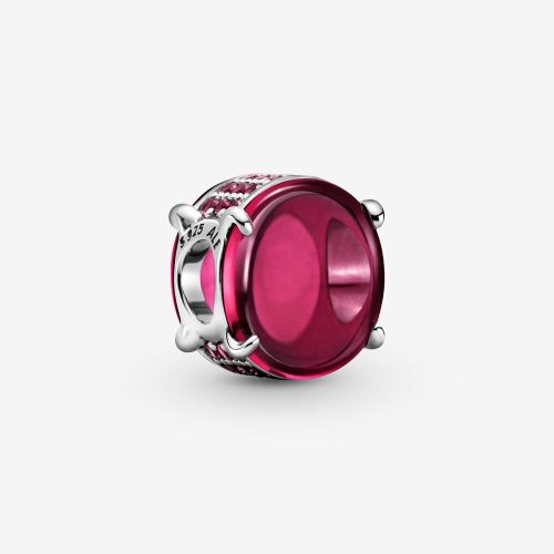 Pandora ékszer Fukszia ovális cabochon ezüst charm