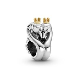 Pandora ékszer Hattyúk és szív kéttónusú charm