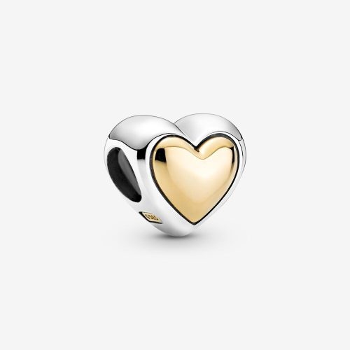 Pandora ékszer Domború szív kéttónusú charm